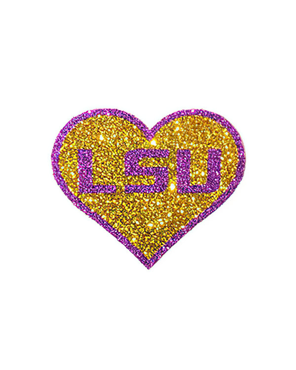 LSU Heart Glitter Tattoo 4-pack