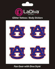 Auburn Tigers AU Glitter Tattoo 4-pack