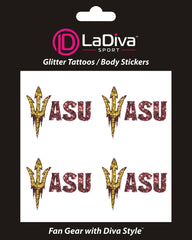 Arizona State Sun Devils ASU Pitchfork Glitter Tattoo 4-pack