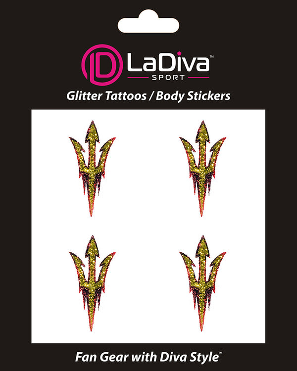 Arizona State Sun Devils Pitchfork Glitter Tattoo 4-pack