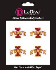 Iowa State University I-State Glitter Tattoo 4-pack