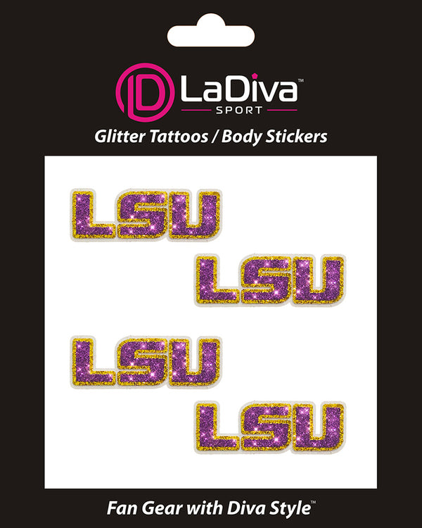 Louisiana State University LSU Tigers Glitter Tattoo 4-pack