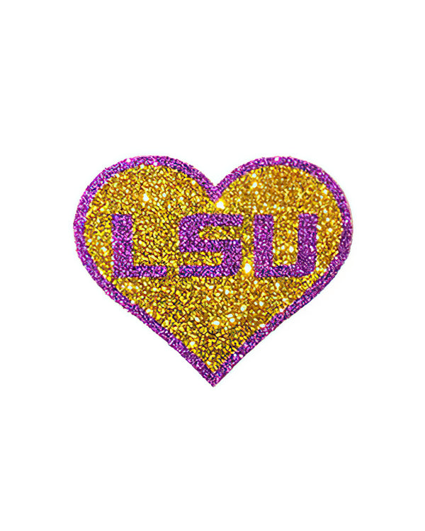 Louisiana State University LSU Heart Glitter Tattoo 4-pack