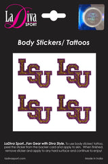 Louisiana State University LSU Stacked Glitter Tattoo 4-pack