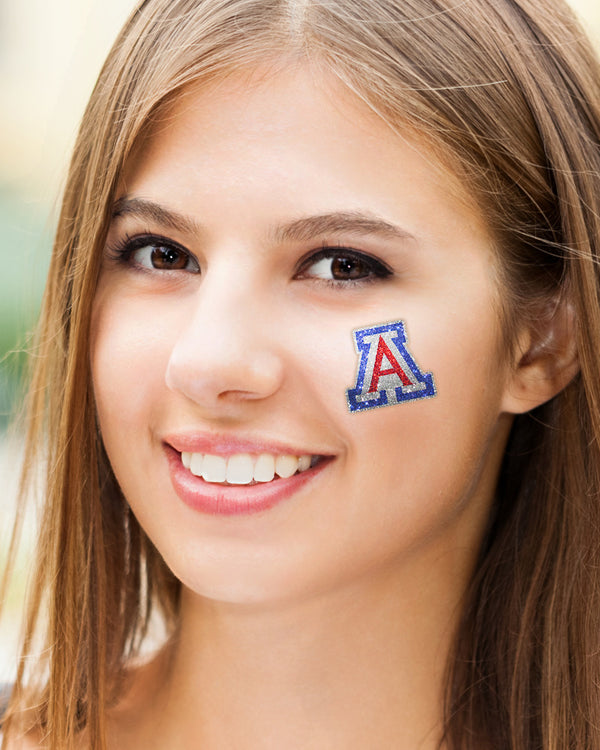 Arizona Wildcats Silver A Glitter Tattoo 2-pack