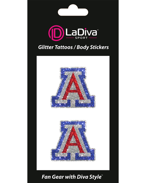 Arizona Wildcats Silver A Glitter Tattoo 2-pack