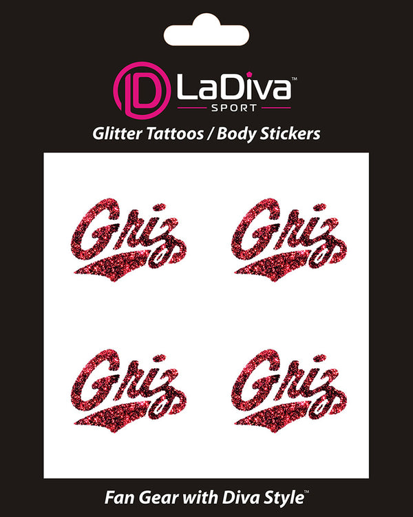 Montana Grizzlies Griz Glitter Tattoo 4-pack