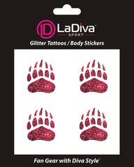 Montana Grizzlies Paw Print Glitter Tattoo 4-pack