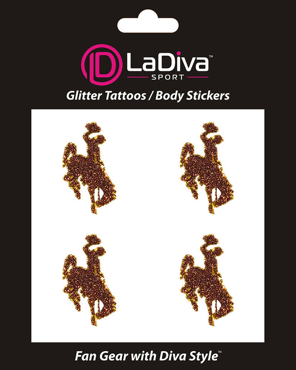 Wyoming Cowboys Glitter Tattoo 4-pack